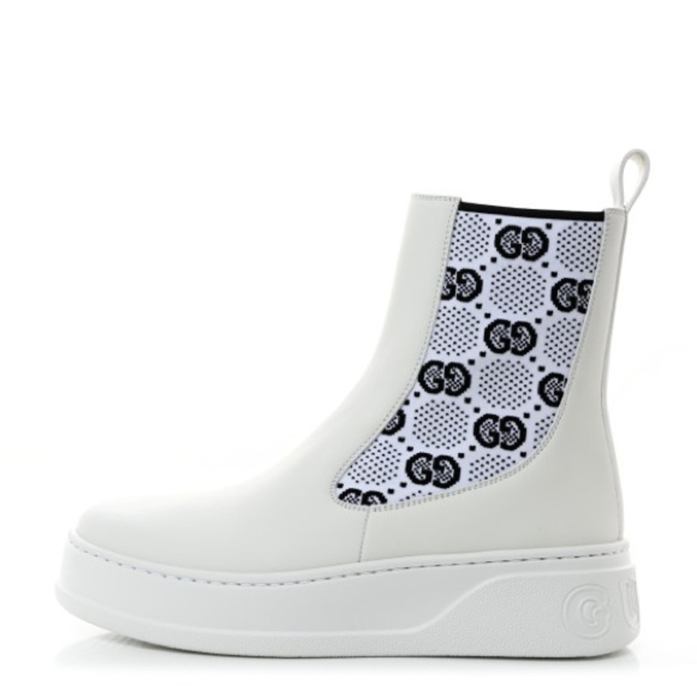 🆕 Gucci Dali Soft Calfskin Technical Jersey Knit GG Monogram Ankle Boots - Picture 2 of 8